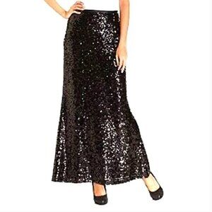 Vintage Calvin Klein Black Sequin Maxi Skirt
